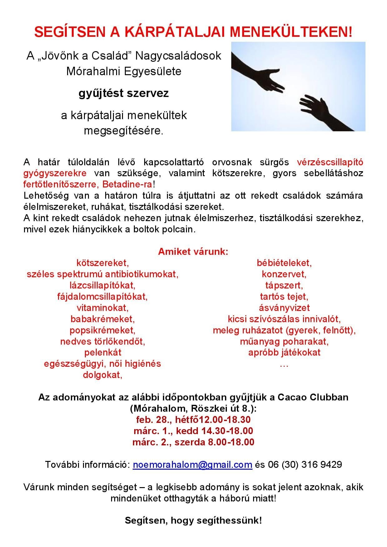 Mórahalom is segíthet!