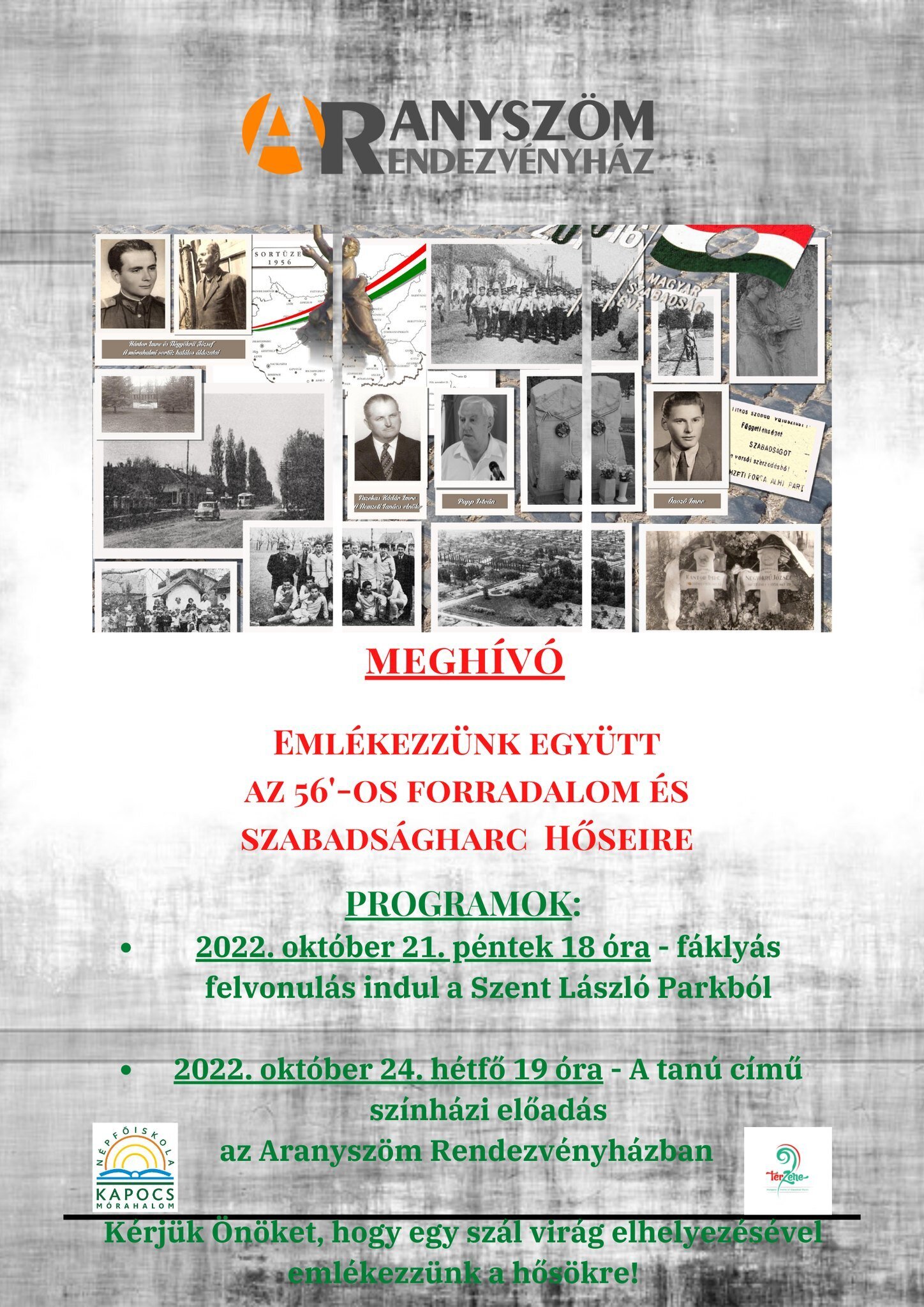Ünnepeljük együtt méltó módon az 1956-os forradalom és szabadságharc hőseit! - Plakát