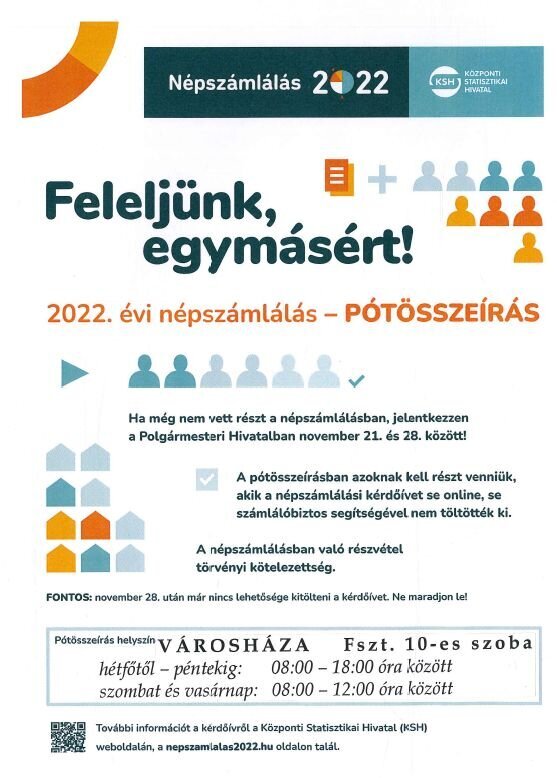 2022. évi népszámlálás - pótösszeírás