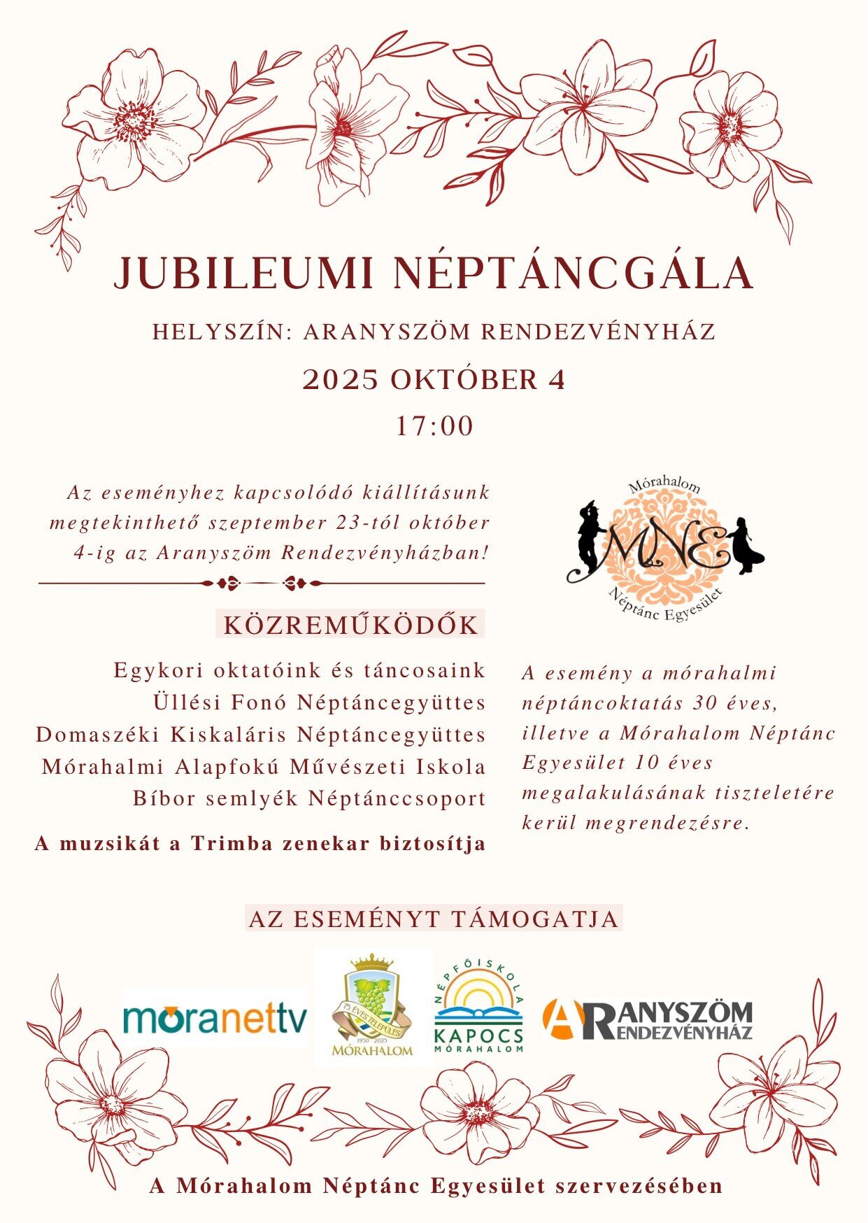 Jubileumi Néptáncgála az Aranyszöm Rendezvényházban!