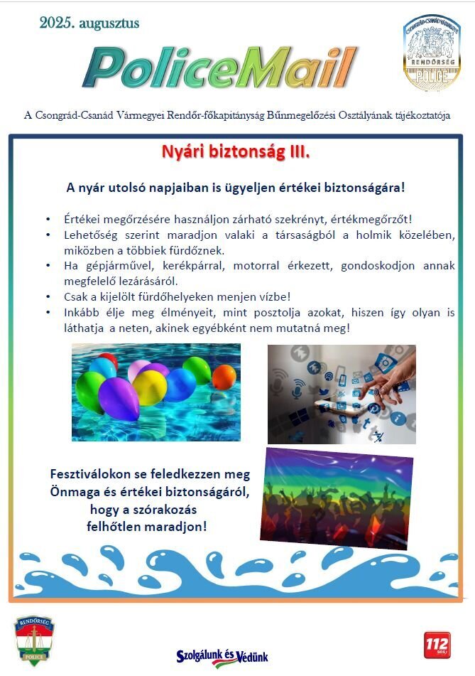 Rendőrségi hírlevél - 2025. augusztus