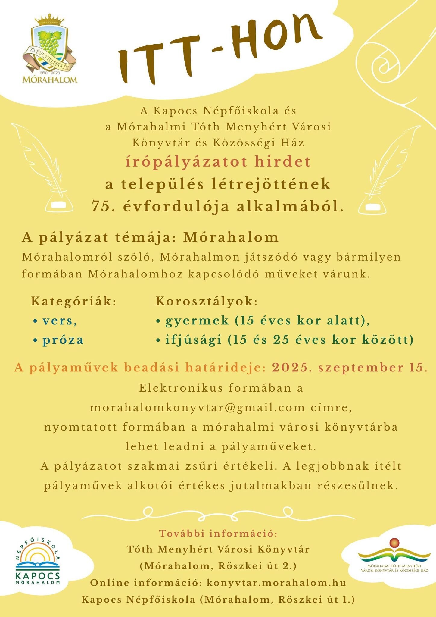 Írópályázat Mórahalomról