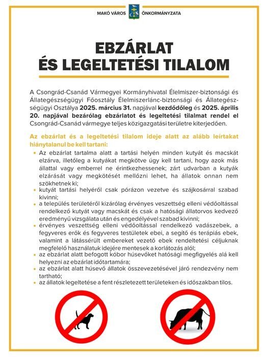 Ebzárlat és legeltetési tilalom